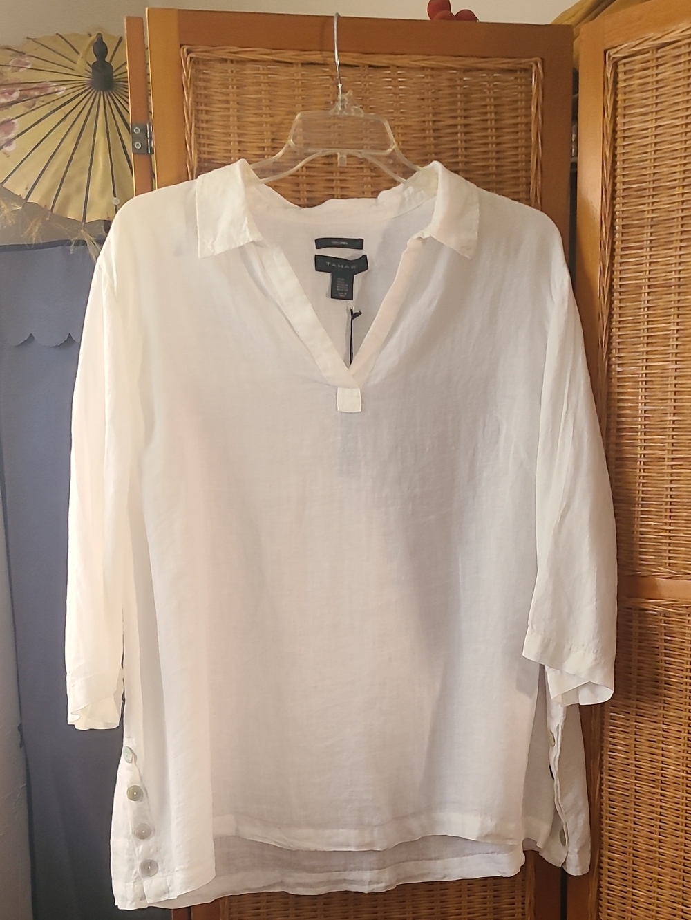 NWT Tahari 100% Linen Tunic Top Size 3x - Picture 10 of 12